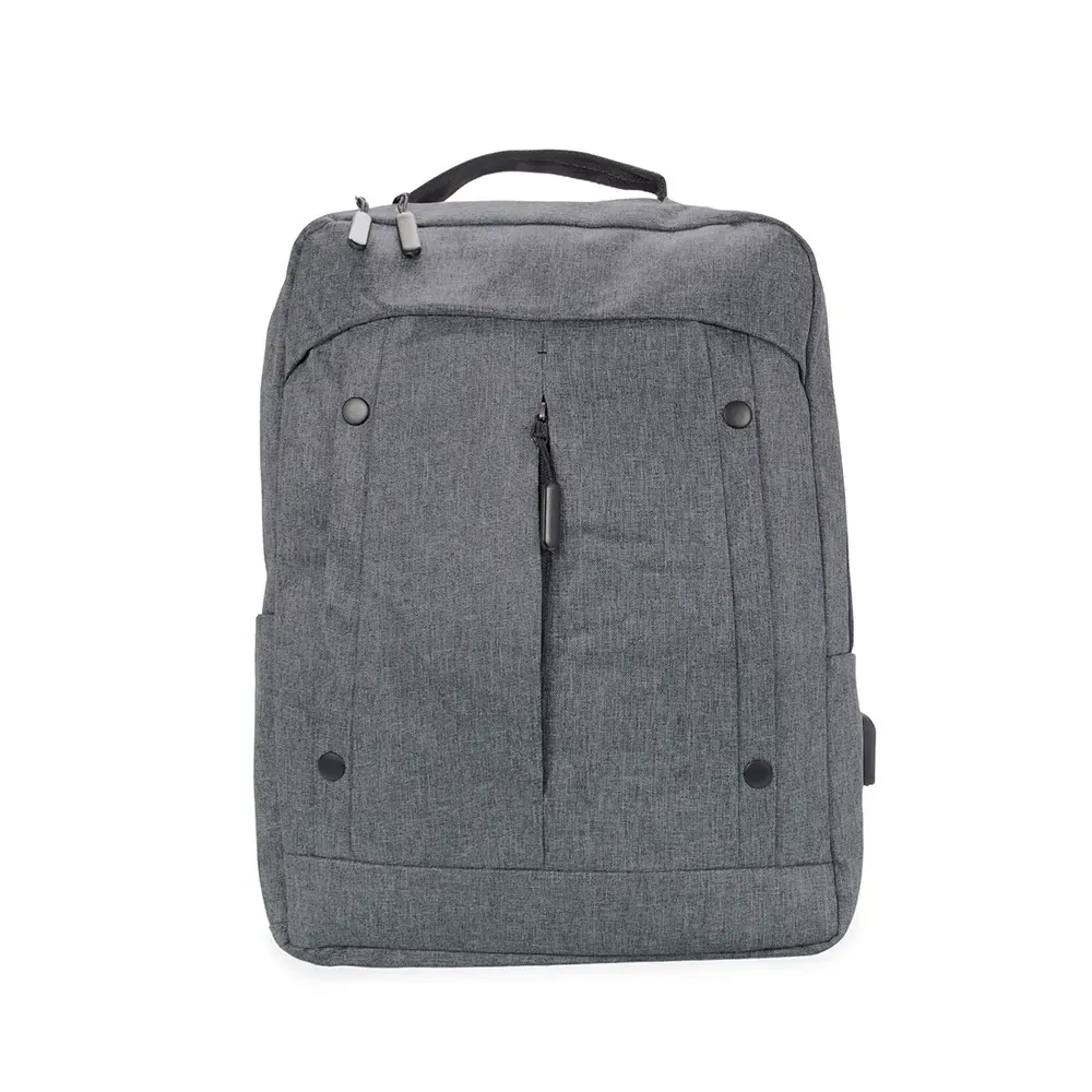 Mochila Nylon USB 20L personalizada cinza