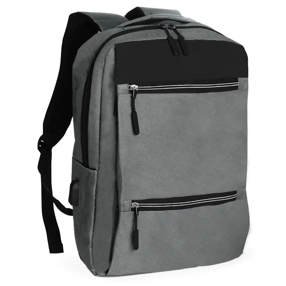 Mochila Nylon USB 20L personalizada cinza