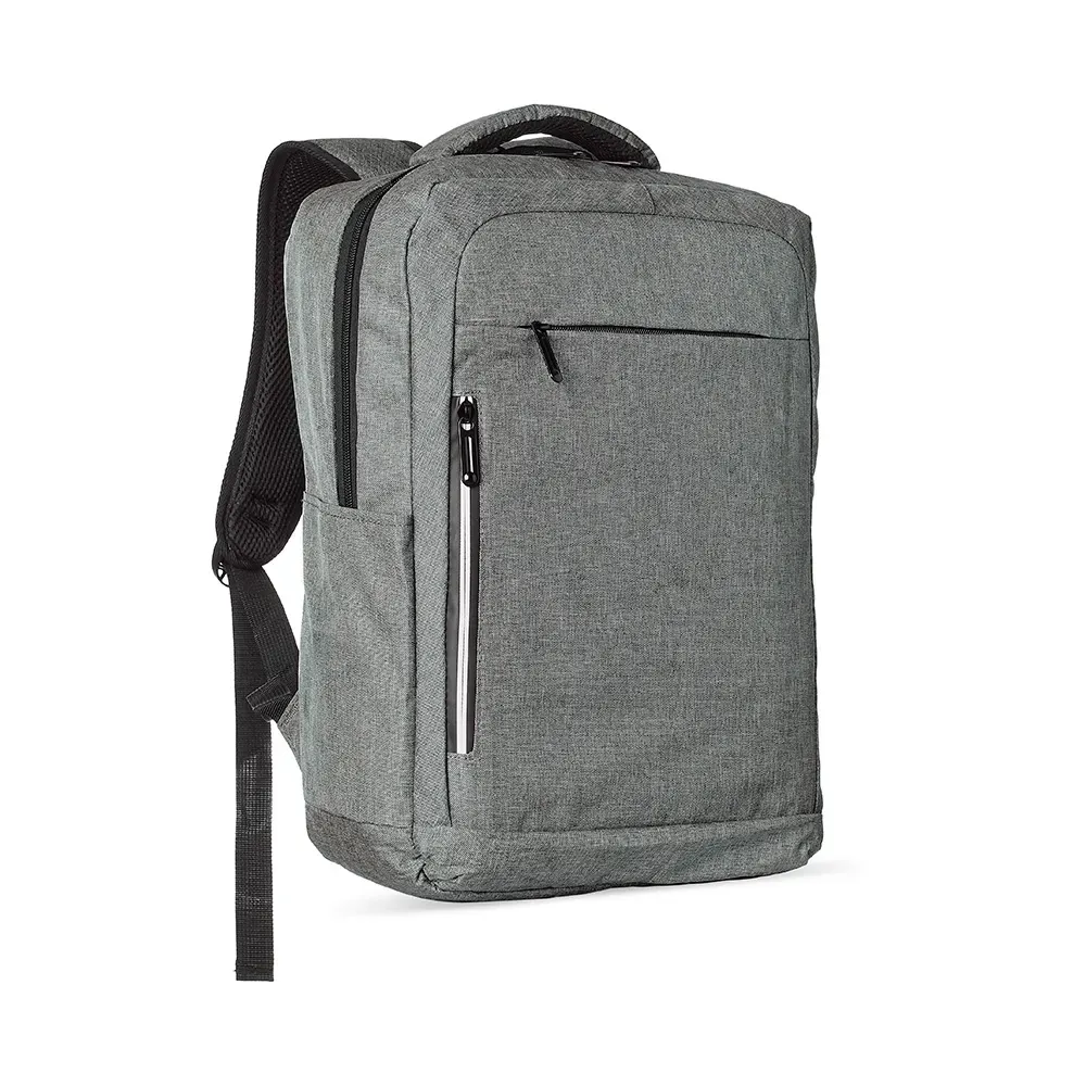 Mochila personalizada de nylon com USB e plaquinha metálica, 20 litros, cor cinza