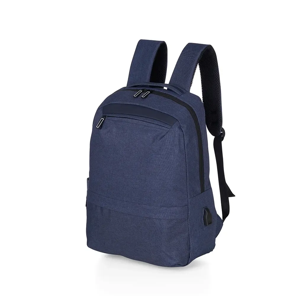 Mochila personalizada de nylon com USB, 21 litros, cor azul