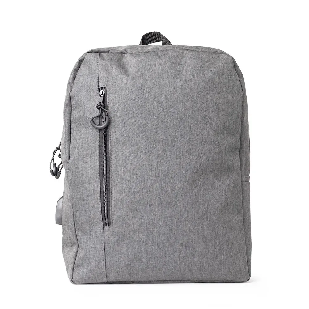 Mochila de nylon USB 21L personalizada em cinza claro
