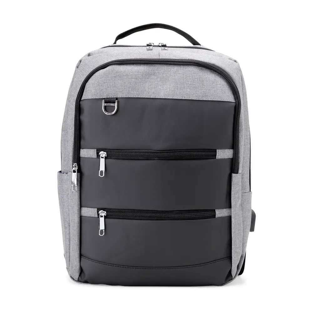 Mochila Nylon USB 23L personalizada cinza