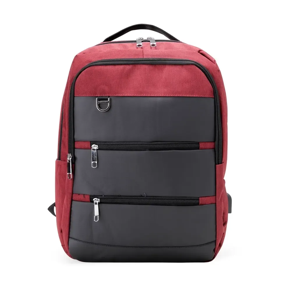 Mochila Nylon USB 23L personalizada vermelha
