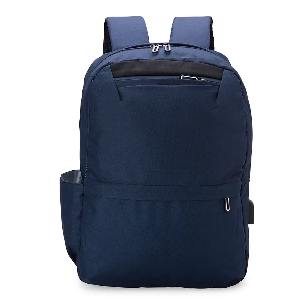 Mochila personalizada de nylon com USB, 24 litros, cor azul