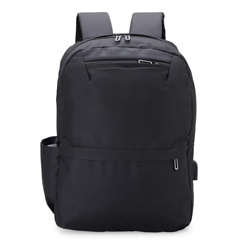 Mochila personalizada de nylon com USB, 24 litros, cor preta