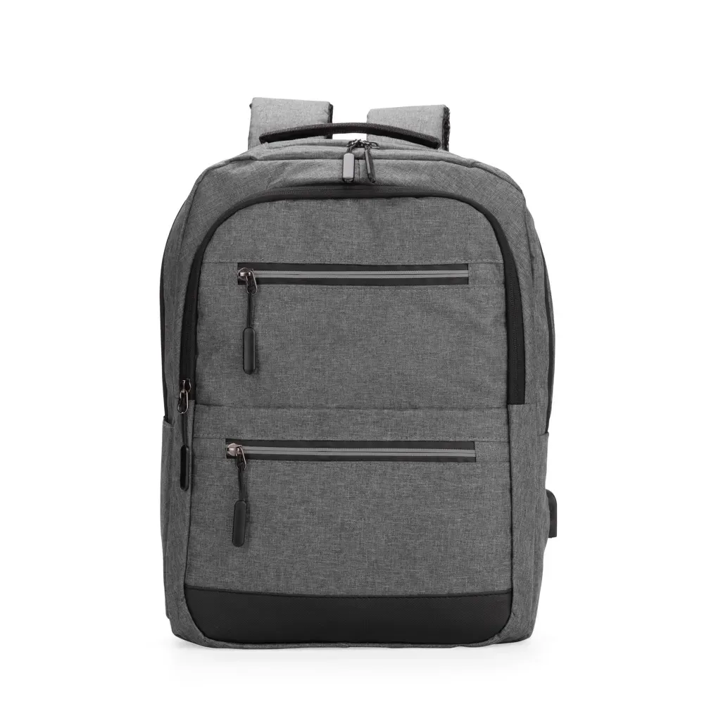 Mochila Oxford Couro Sintético USB 18L personalizada cinza