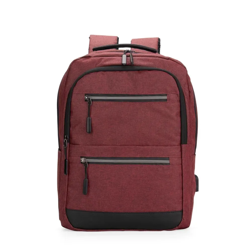 Mochila Oxford Couro Sintético USB 18L personalizada vermelha
