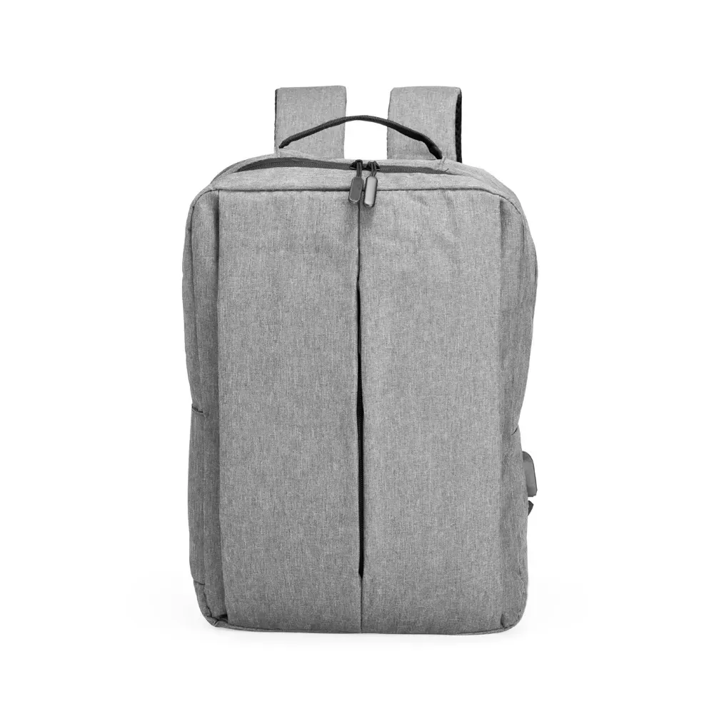 Mochila Poliéster 15L com USB personalizada em cinza