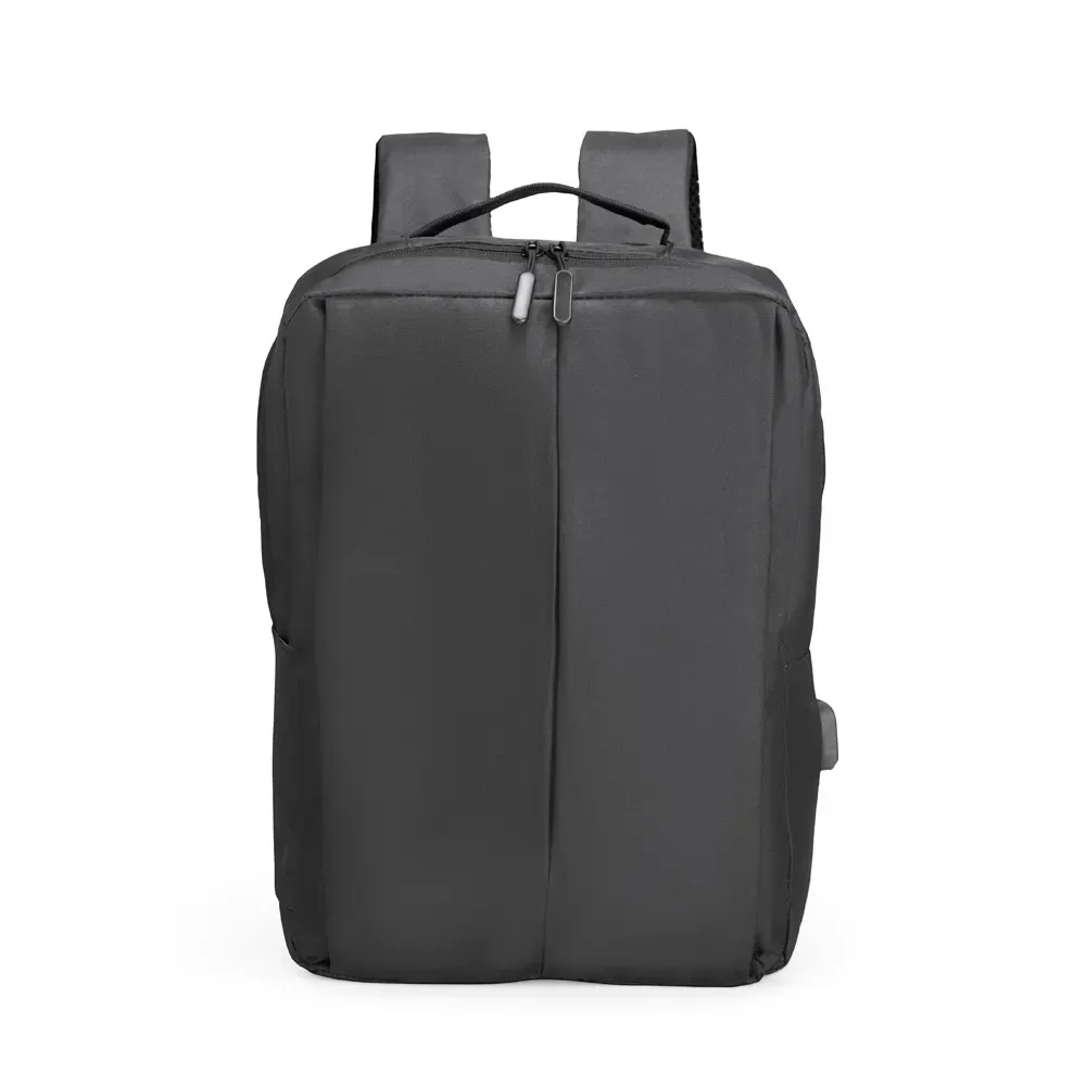 Mochila Poliéster 15L com USB personalizada em preto