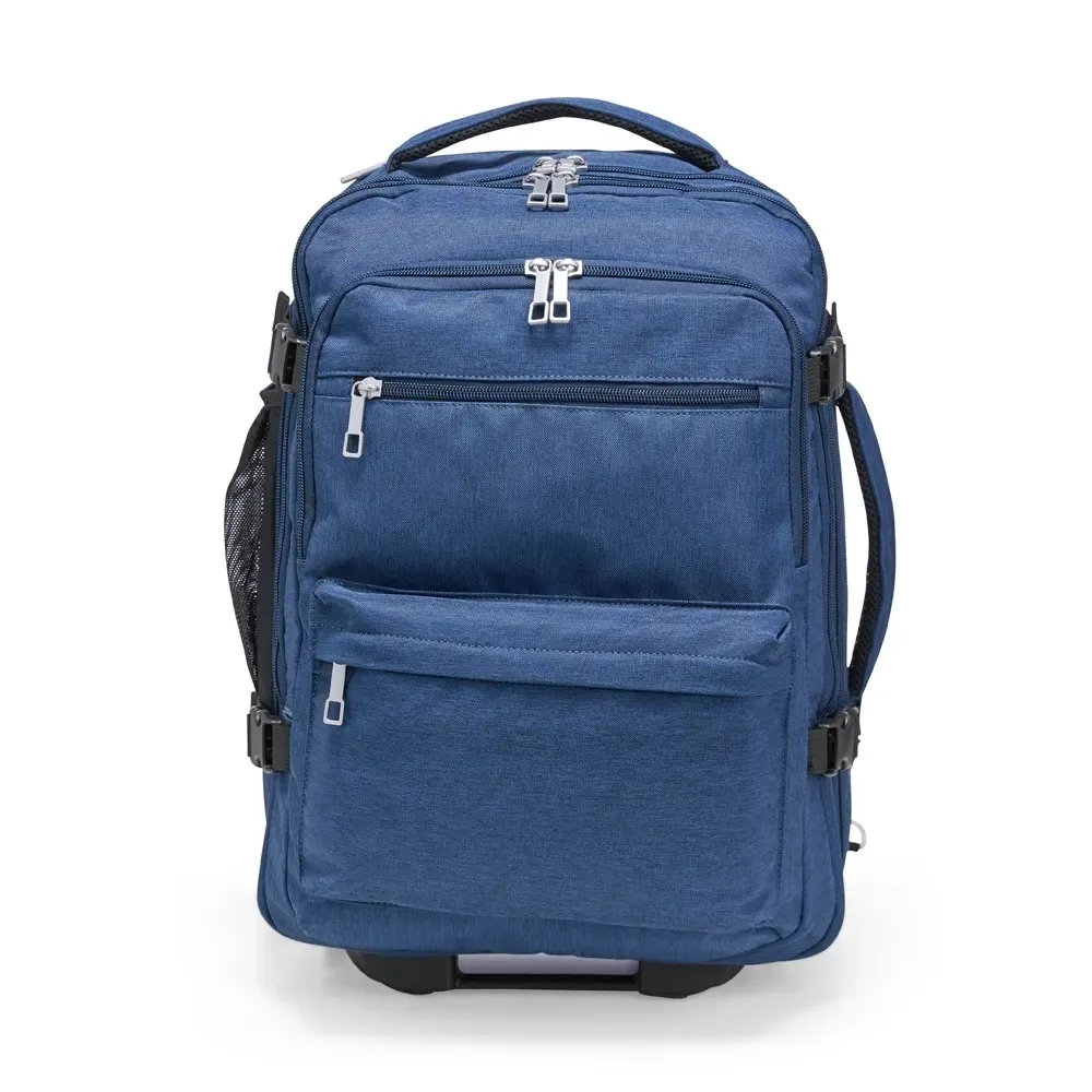 Mochila com rodinhas Poliéster 24L personalizada em azul