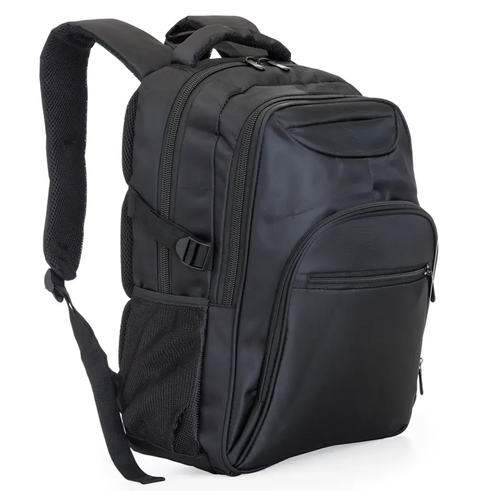 Mochila personalizada de poliéster com porta-documentos, 27 litros, cor preta