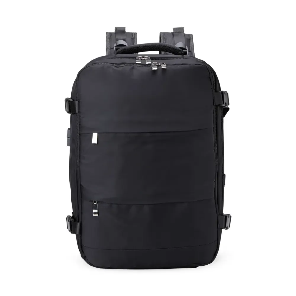 Mochila Poliéster 35L com compartimento antifurto personalizada em preto