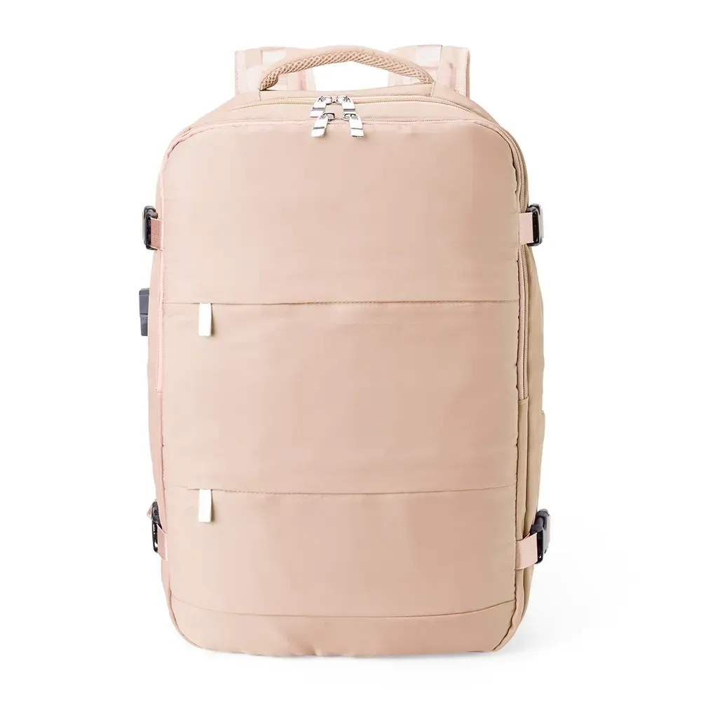 Mochila Poliéster 35L com compartimento antifurto personalizada em rosa