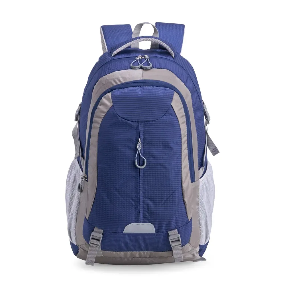 Mochila Poliéster 40L com apito e refletivo personalizada em azul