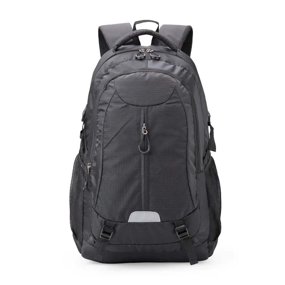 Mochila Poliéster 40L com apito e refletivo personalizada em preto