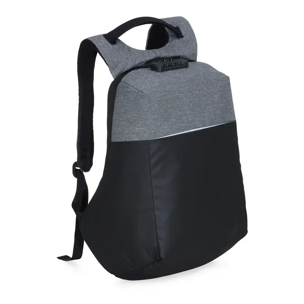 Mochila antifurto personalizada com USB e cadeado, 31 litros, cor preta