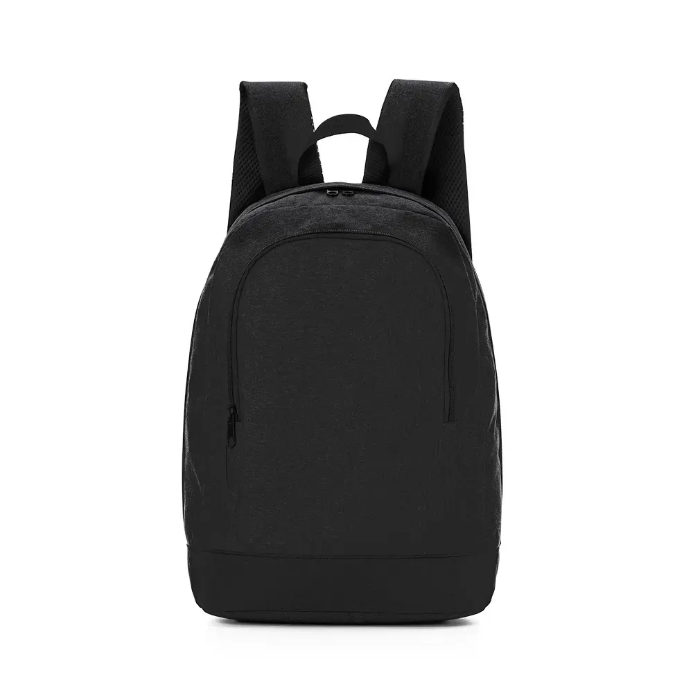 Mochila personalizada em poliéster com compartimento para notebook 14 polegadas, cor preta