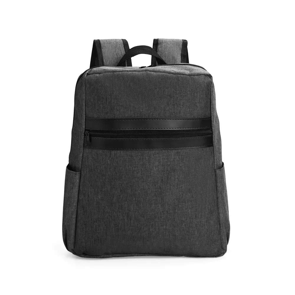 Mochila Poliéster PVC mescla 18L com detalhes em couro sintético personalizada em preto