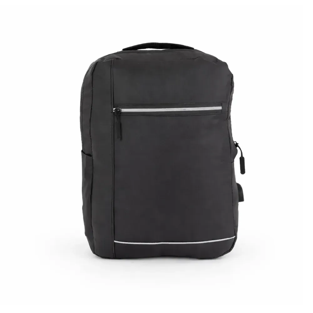 Mochila Poliéster USB 15L personalizada preta