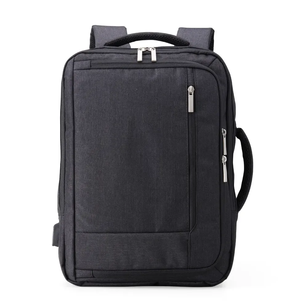 Mochila Poliéster USB 21L personalizada preta