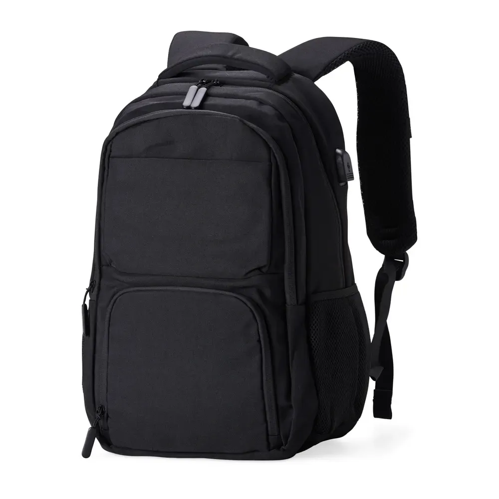 Mochila Poliéster USB 28L personalizada preta