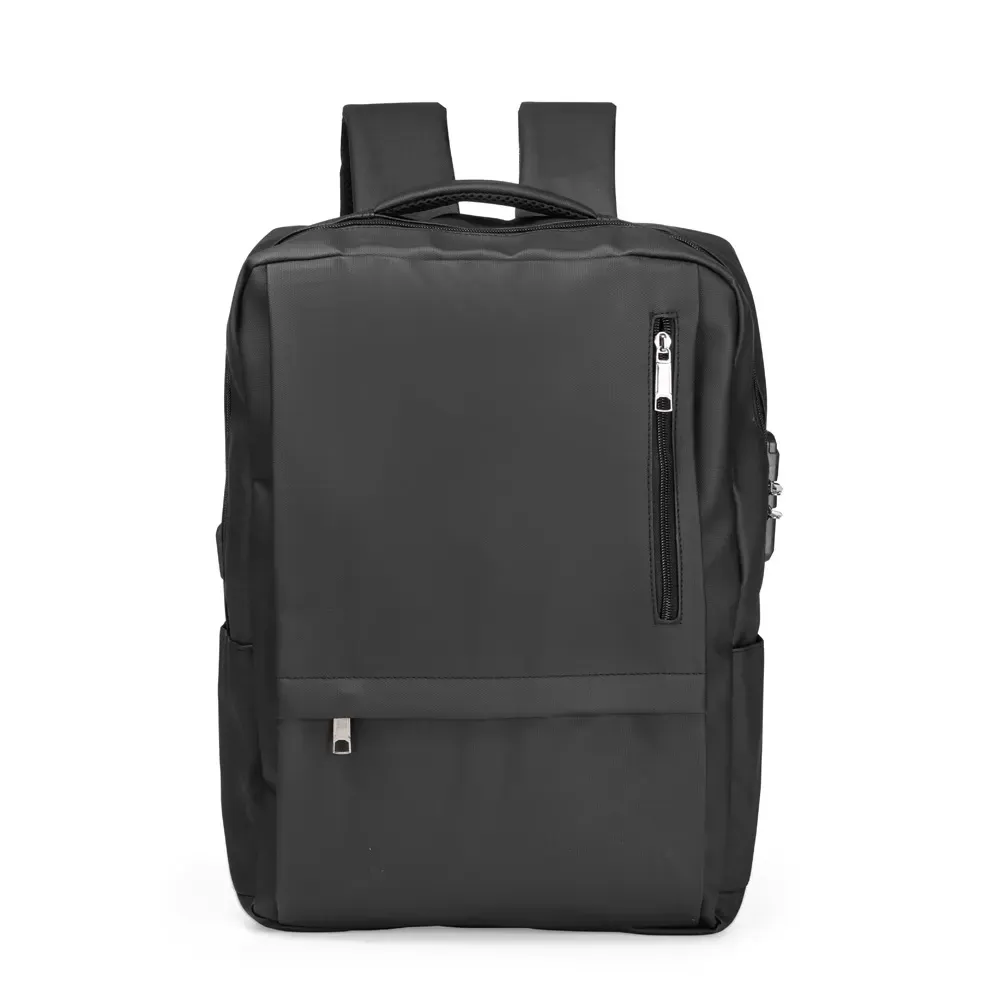 Mochila PU Antifurto 23L com cadeado e USB personalizada em preto