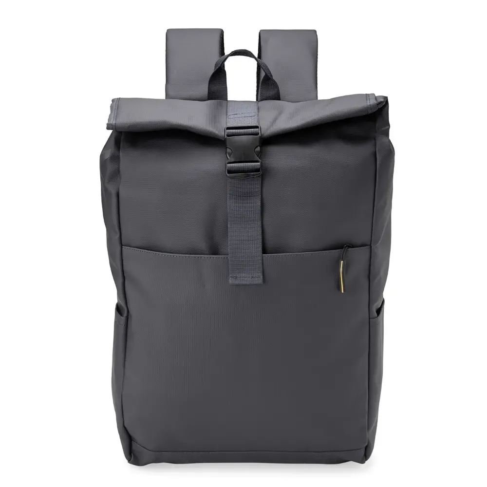 Mochila PU Impermeável 32L com compartimento antifurto personalizada em cinza