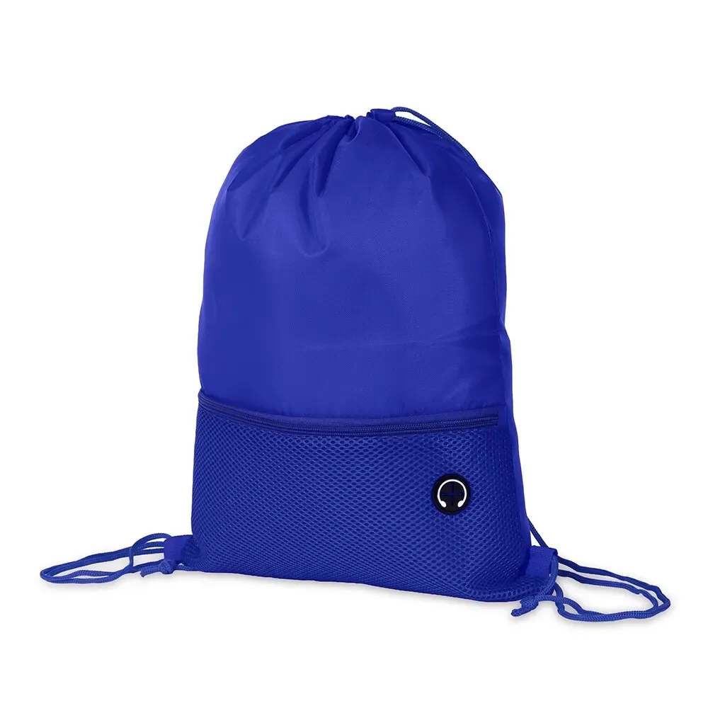 Mochila saco personalizada em poliéster 420D, cor azul