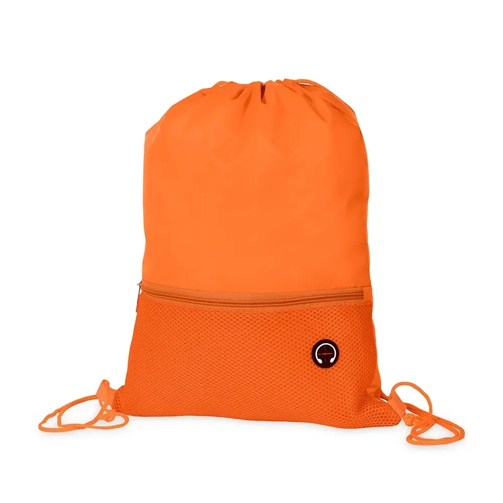 Mochila saco personalizada em poliéster 420D, cor laranja
