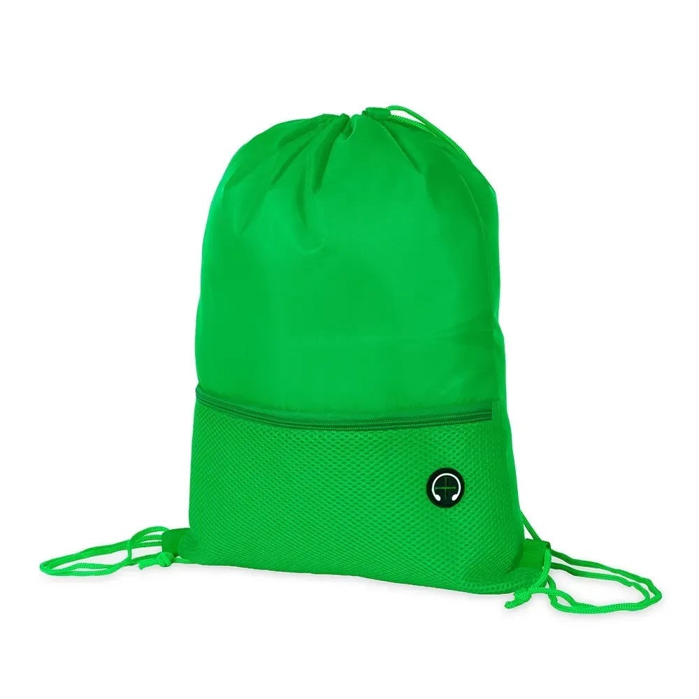Mochila saco personalizada em poliéster 420D, cor verde