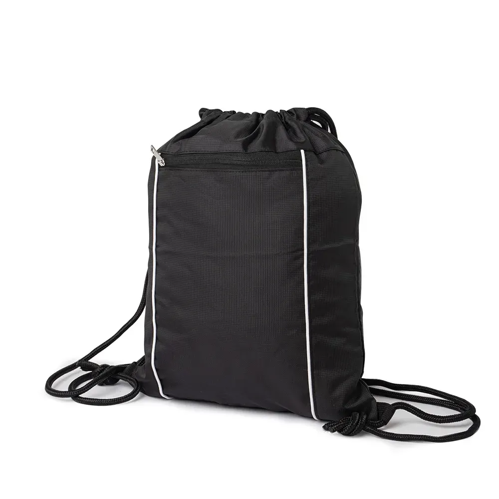 Mochila saco personalizada com bolso frontal, cor preta