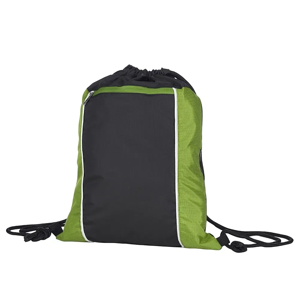 Mochila saco personalizada com bolso frontal, cor verde