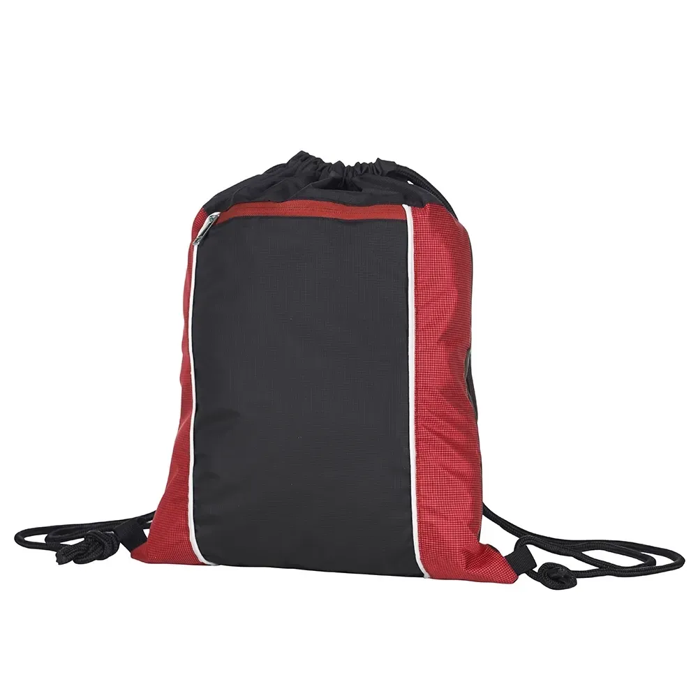 Mochila saco personalizada com bolso frontal, cor vermelha