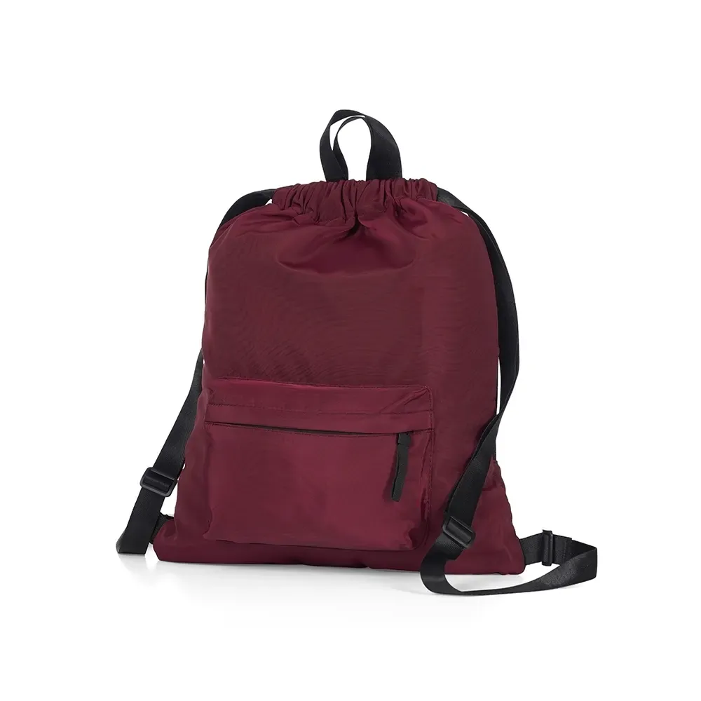 Mochila saco personalizada com bolso frontal, cor vermelha