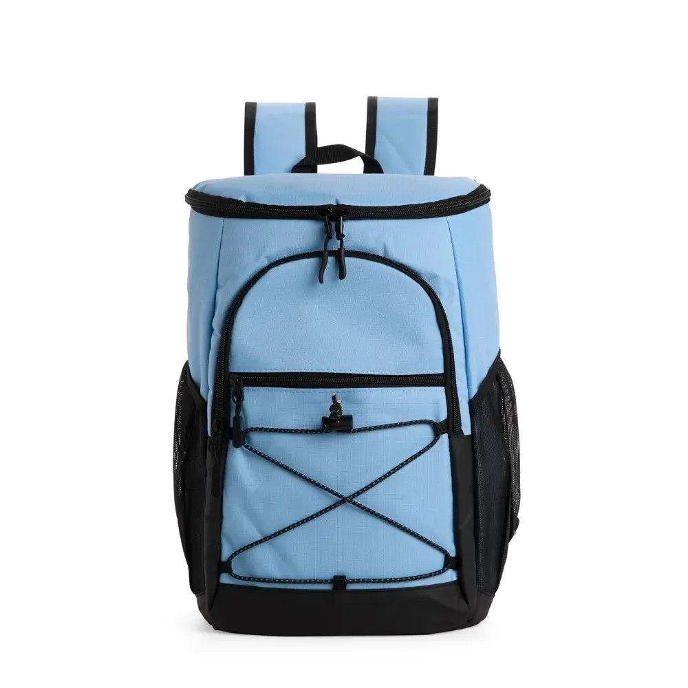 Mochila térmica personalizada de poliéster, 13 litros, cor azul claro