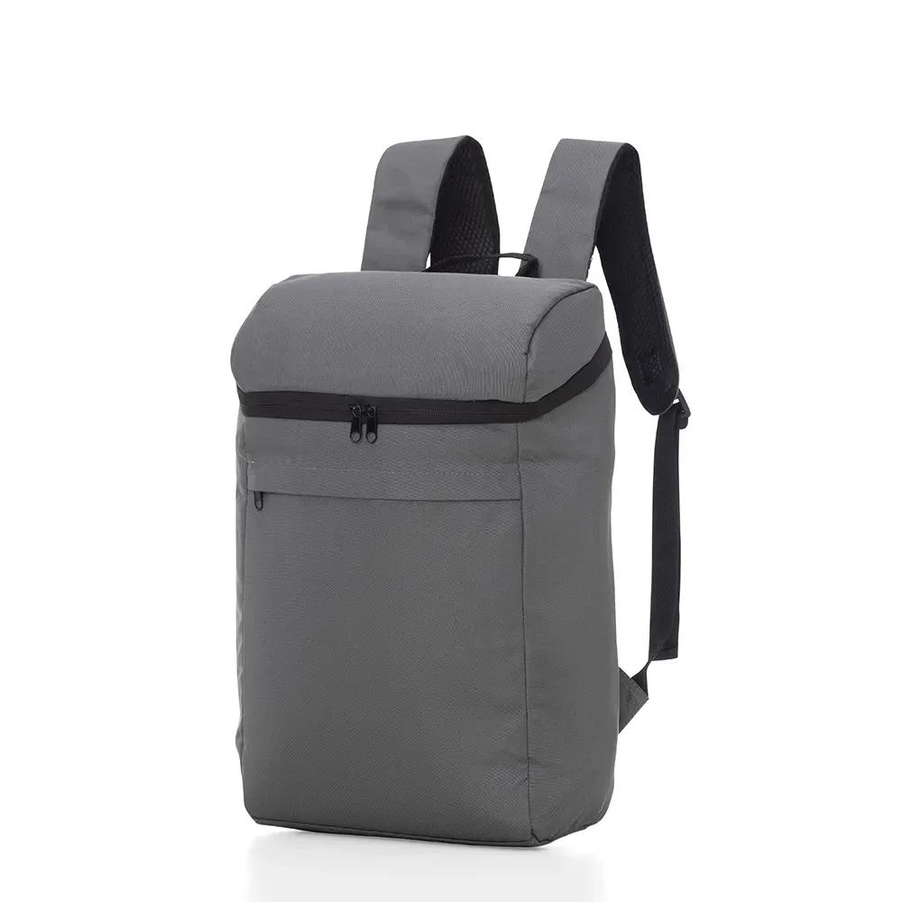 Mochila térmica personalizada em poliéster, 17 litros, cor cinza