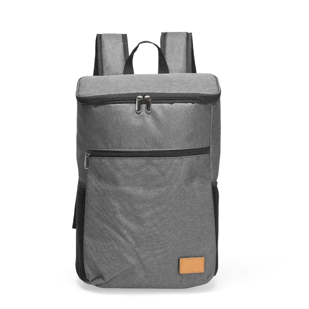 Mochila térmica personalizada em poliéster, 18 litros, cor cinza