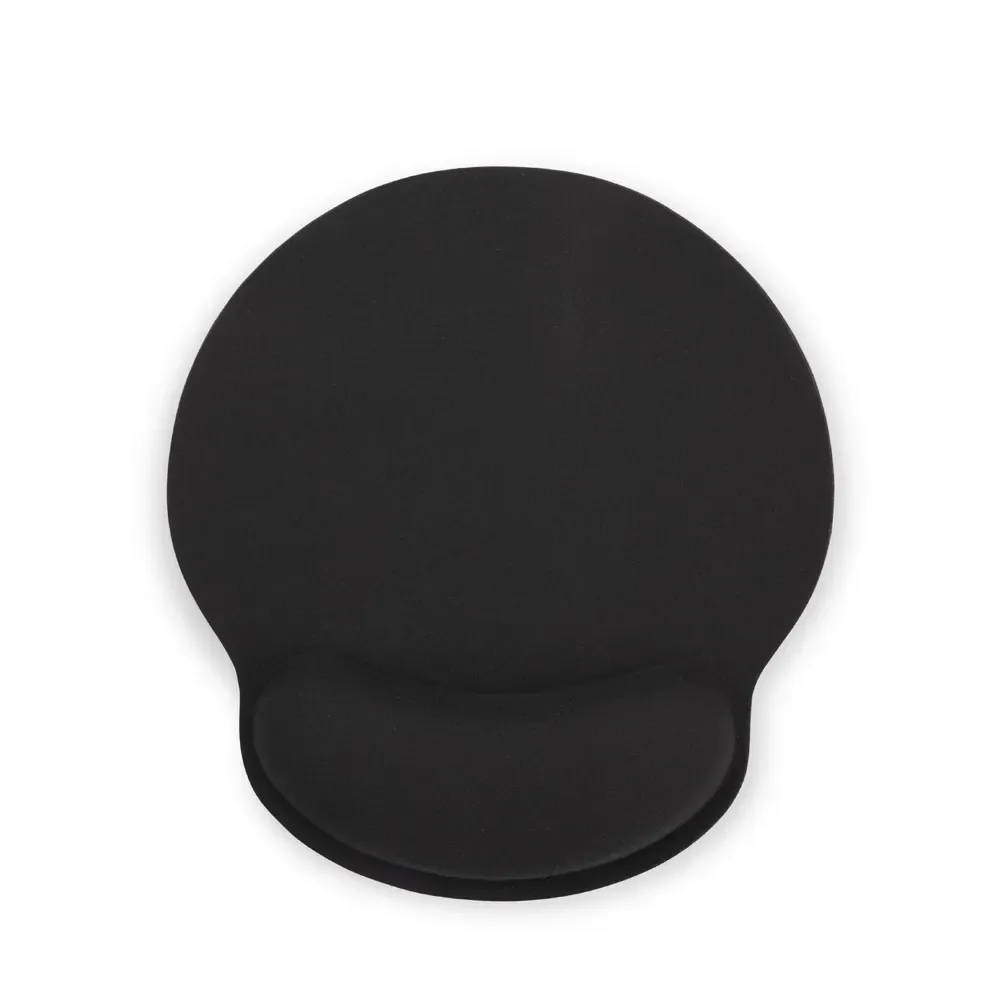 Mouse pad ergonômico em poliéster com base em borracha personalizado, cor preto