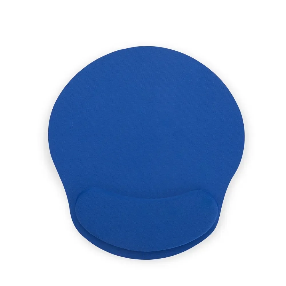 Mouse pad ergonômico em tecido sintético com base em EVA personalizado, cor azul