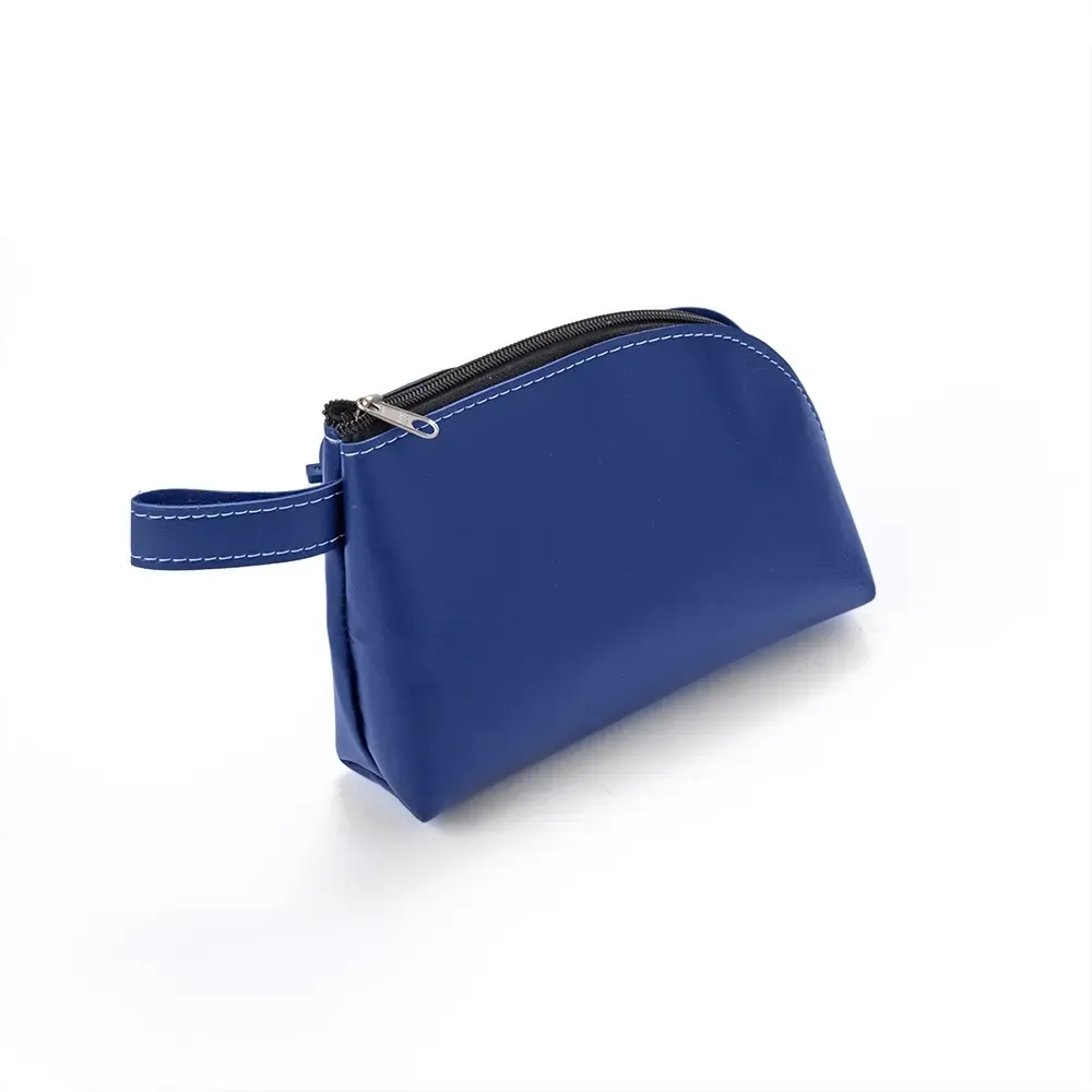 Nécessaire personalizada de couro sintético compacta, cor azul