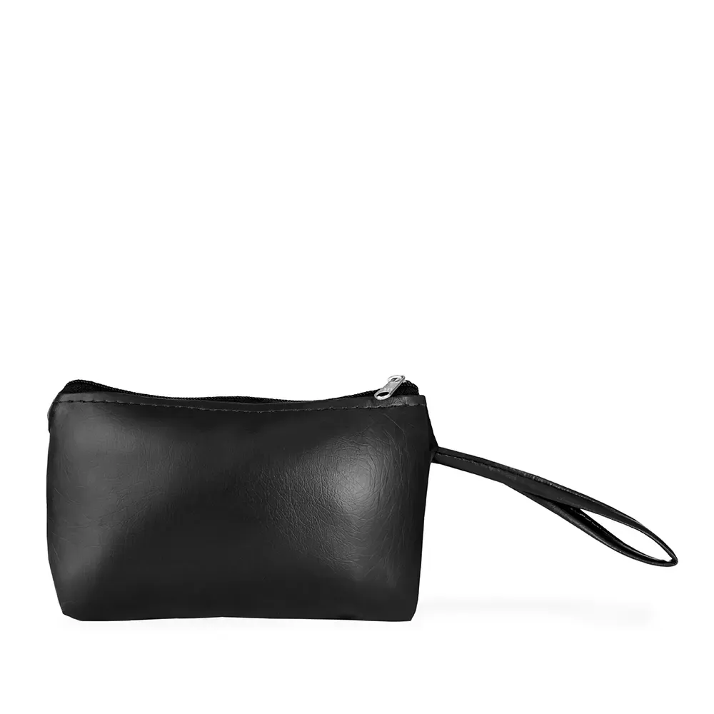 Nécessaire de Couro Sintético Fina 3cm Personalizada, cor preto