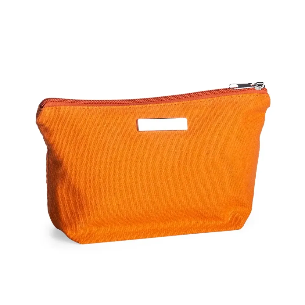 Nécessaire de Lona com Plaquinha Metálica Personalizada, cor laranja