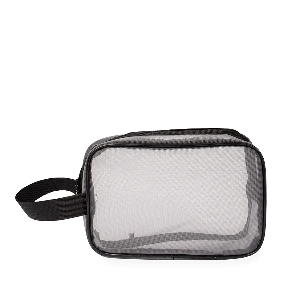 Nécessaire personalizada de malha de nylon, cor cinza