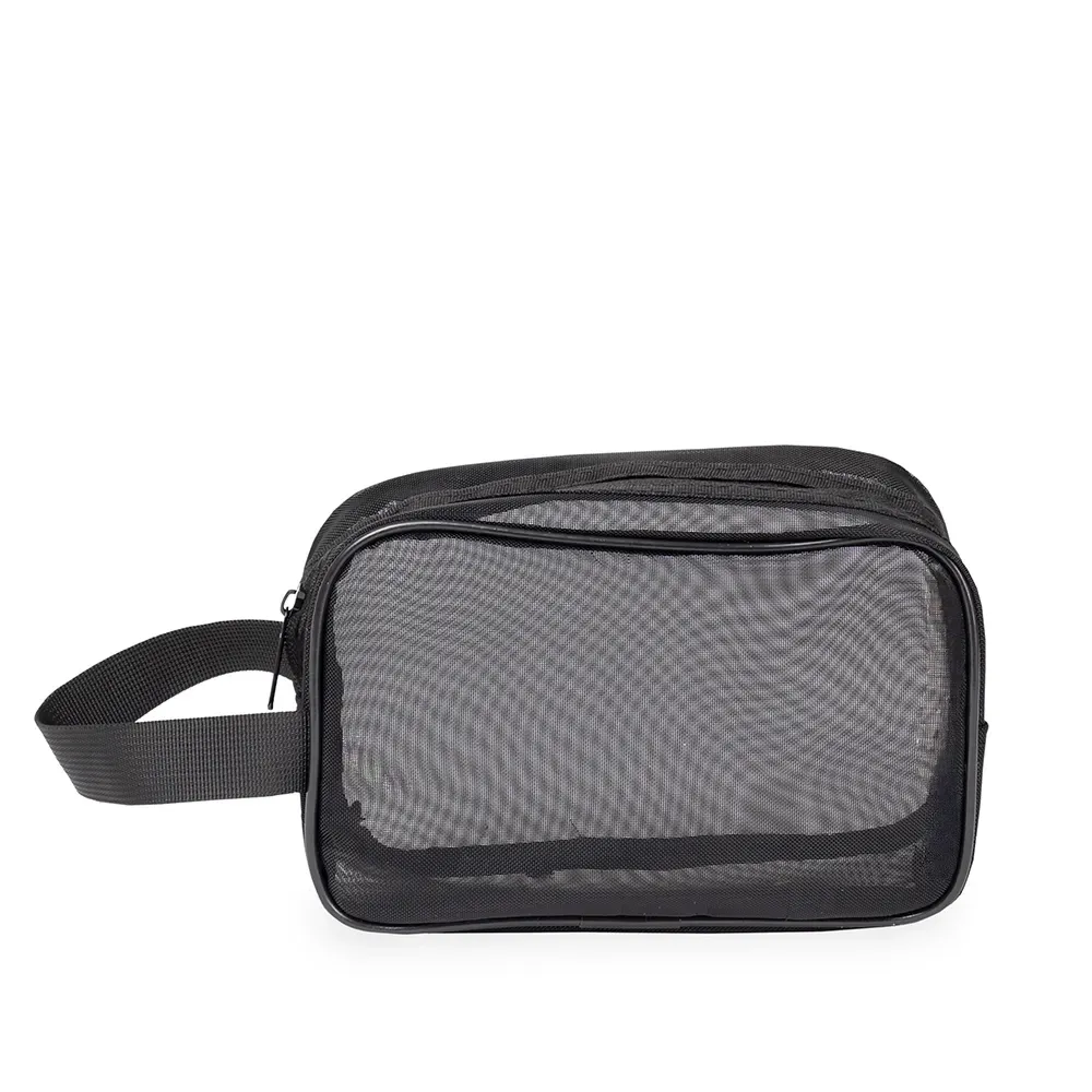 Nécessaire personalizada de malha de nylon, cor preta