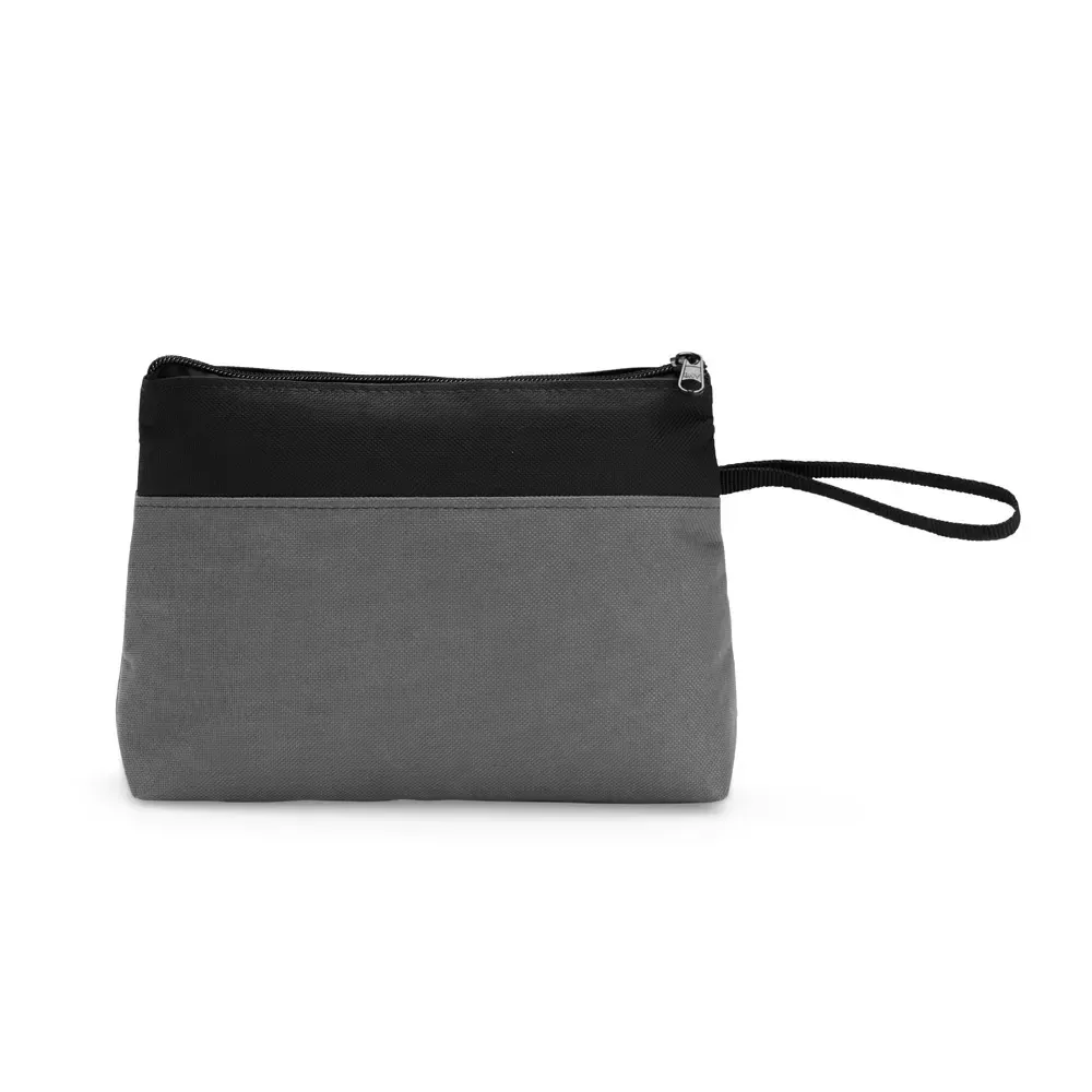 Nécessaire de Nylon 16x22cm com Alça Lateral Personalizada, cor cinza