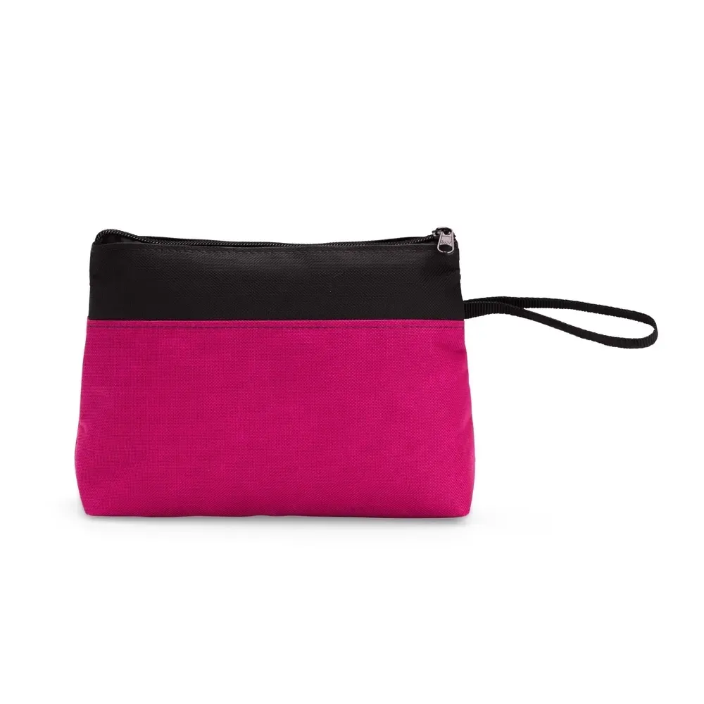 Nécessaire de Nylon 16x22cm com Alça Lateral Personalizada, cor pink