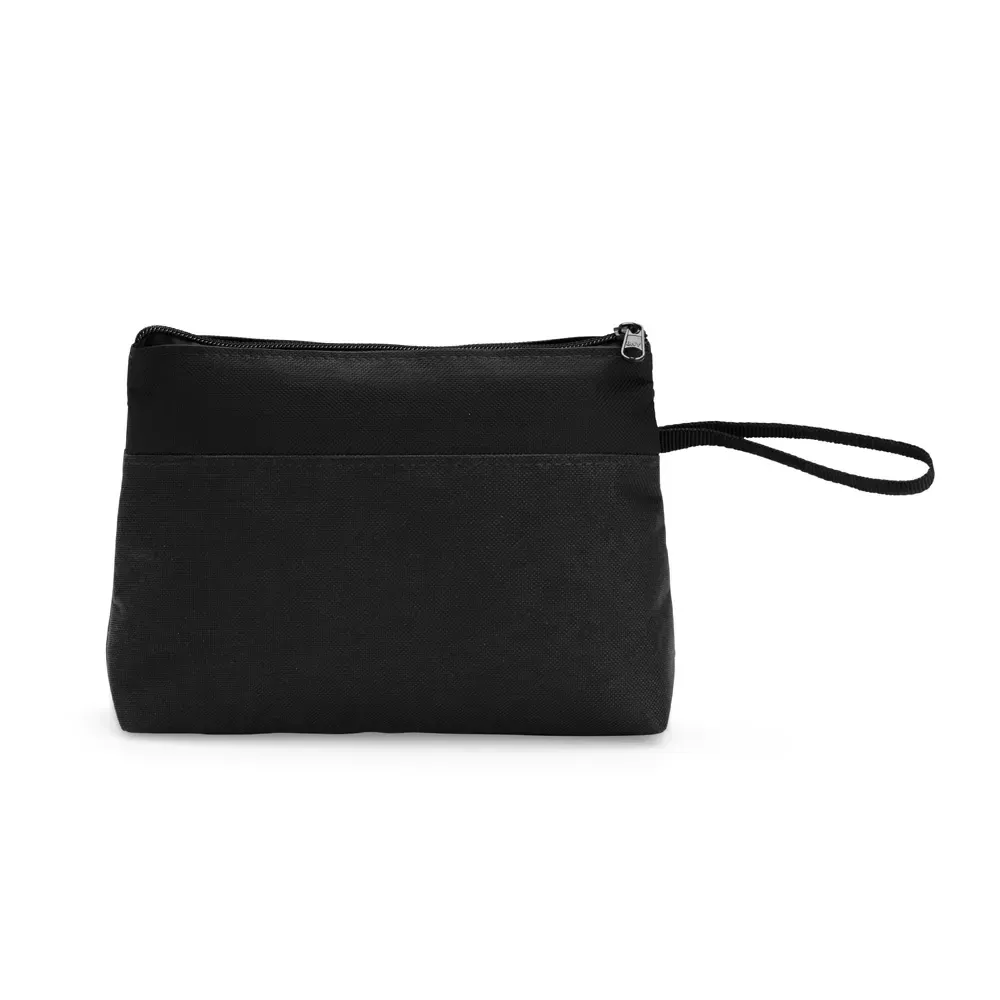 Nécessaire de Nylon 16x22cm com Alça Lateral Personalizada, cor preto