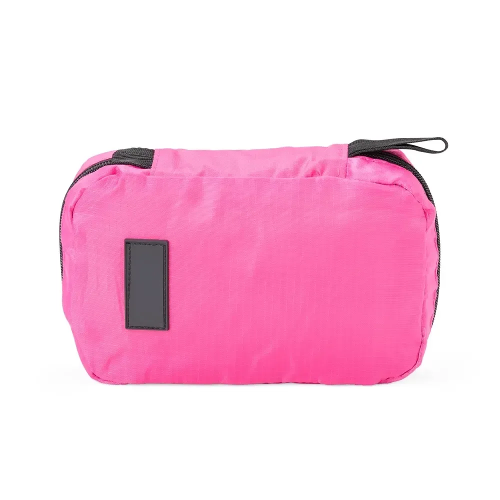 Necessaire personalizada compacta com 3 compartimentos, cor rosa escuro