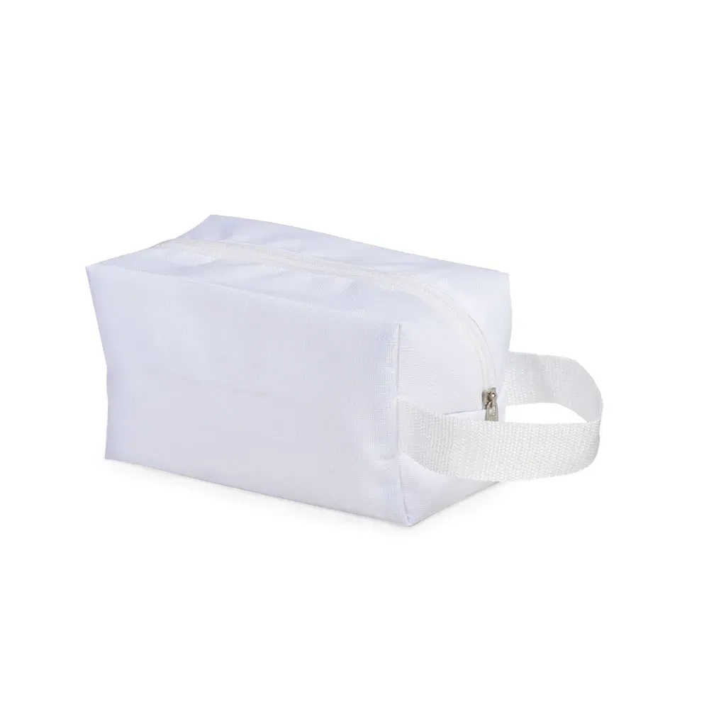 Nécessaire personalizada de nylon 600 multiuso com alça, cor branca