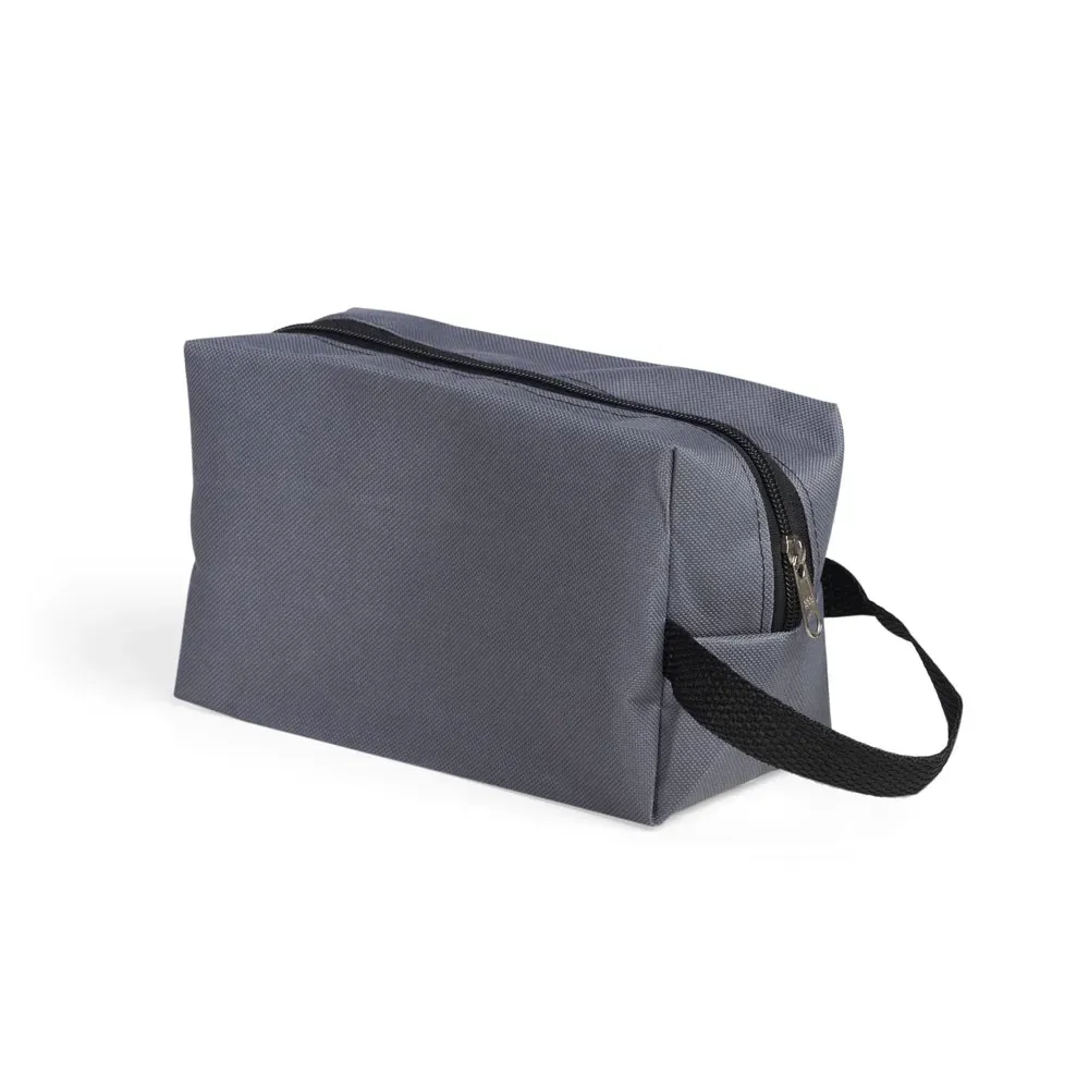 Nécessaire personalizada de nylon 600 multiuso com alça, cor cinza